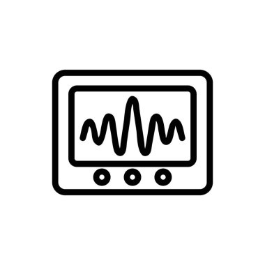 Titreşim ses simgesi vektörü. İnce çizgi işareti. İzole edilmiş kontür sembolü gösterimi