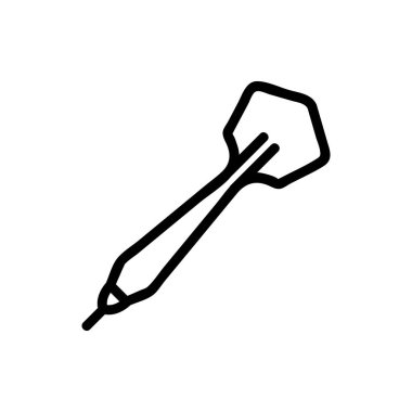 Dart ikon vektörü. İnce çizgi işareti. İzole edilmiş kontür sembolü gösterimi