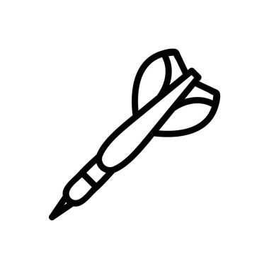 Dart ikon vektörü. İnce çizgi işareti. İzole edilmiş kontür sembolü gösterimi