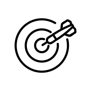 Dart ikon vektörü. İnce çizgi işareti. İzole edilmiş kontür sembolü gösterimi