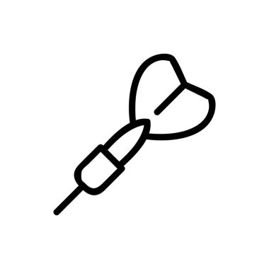 Dart ikon vektörü. İnce çizgi işareti. İzole edilmiş kontür sembolü gösterimi