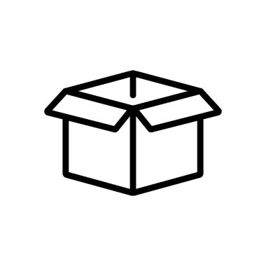 karton kutu ikon vektörü. İnce çizgi işareti. İzole edilmiş kontür sembolü gösterimi
