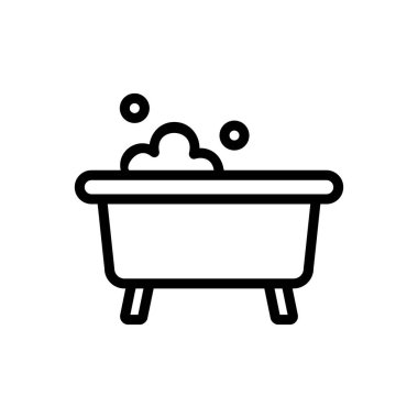 Banyo ikonu vektörü. İnce çizgi işareti. İzole edilmiş kontür sembolü gösterimi