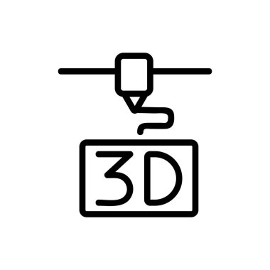 3D yazıcı simgesi vektörü. İnce çizgi işareti. İzole edilmiş kontür sembolü gösterimi