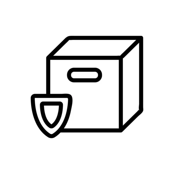 Boîte Carton Icône Vecteur Signe Fin Illustration Symbole Contour Isolé — Image vectorielle