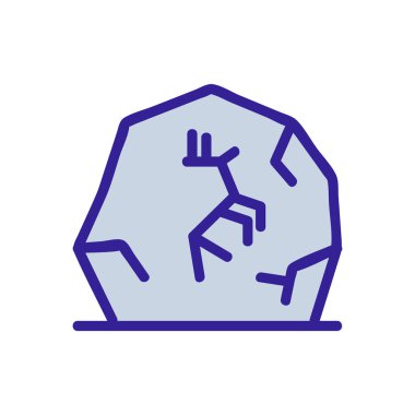 Taş kaya ikonu vektörü. İnce çizgi işareti. İzole edilmiş kontür sembolü gösterimi