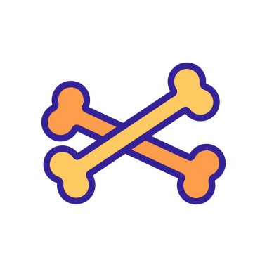 Kemik simgesi vektörü. İnce çizgi işareti. İzole edilmiş kontür sembolü gösterimi