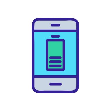 Batarya telefonu ikon vektörü. İnce çizgi işareti. İzole edilmiş kontür sembolü gösterimi