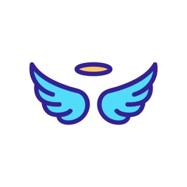 Melek ikon vektörünün kanatları. İnce çizgi işareti. İzole edilmiş kontür sembolü gösterimi