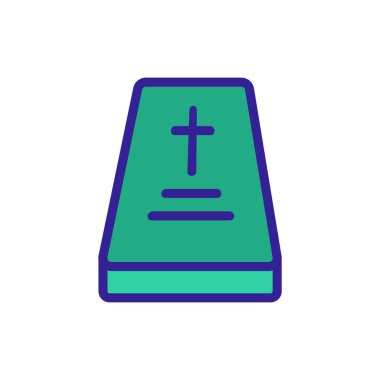 Mezar taşı ikon vektörü. İnce çizgi işareti. İzole edilmiş kontür sembolü gösterimi