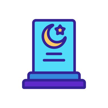 Mezar taşı ikon vektörü. İnce çizgi işareti. İzole edilmiş kontür sembolü gösterimi