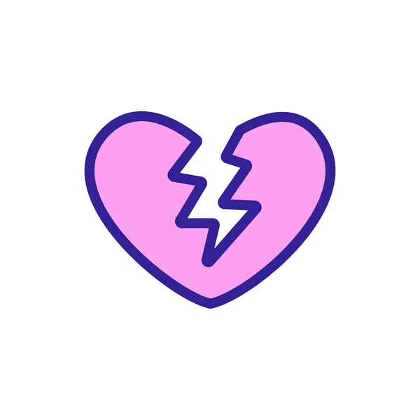 Corazón Roto Vector Icono Signo Línea Delgada Ilustración Del Símbolo — Archivo Imágenes Vectoriales