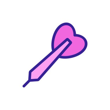 Dart ikon vektörü. İnce çizgi işareti. İzole edilmiş kontür sembolü gösterimi