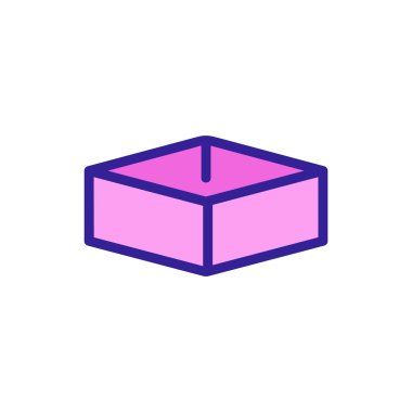 Kutu parsel simgesi vektörü. İnce çizgi işareti. İzole edilmiş kontür sembolü gösterimi