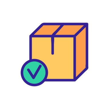 Kutu parsel simgesi vektörü. İnce çizgi işareti. İzole edilmiş kontür sembolü gösterimi