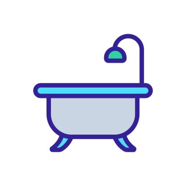 Banyo ikonu vektörü. İnce çizgi işareti. İzole edilmiş kontür sembolü gösterimi