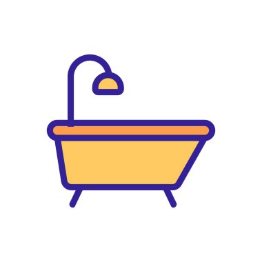 Banyo ikonu vektörü. İnce çizgi işareti. İzole edilmiş kontür sembolü gösterimi