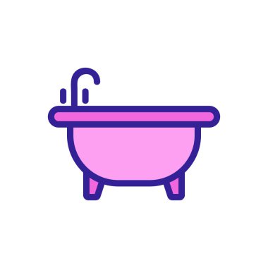 Banyo ikonu vektörü. İnce çizgi işareti. İzole edilmiş kontür sembolü gösterimi