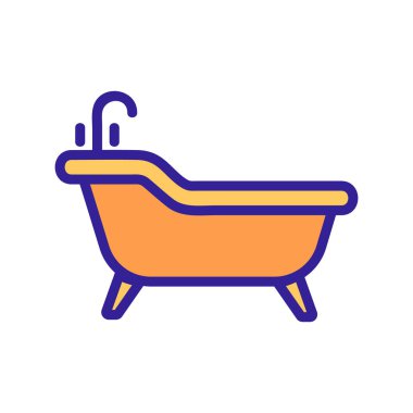 Banyo ikonu vektörü. İnce çizgi işareti. İzole edilmiş kontür sembolü gösterimi
