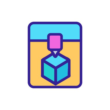 3D yazıcı simgesi vektörü. İnce çizgi işareti. İzole edilmiş kontür sembolü gösterimi