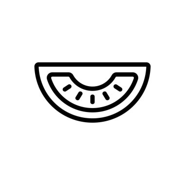 Domates ikonu vektörü. İnce çizgi işareti. İzole edilmiş kontür sembolü gösterimi