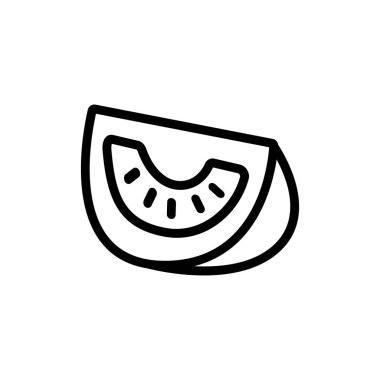 Domates ikonu vektörü. İnce çizgi işareti. İzole edilmiş kontür sembolü gösterimi