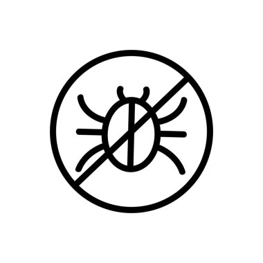 Böcek kontrol ikonu vektörü. İnce çizgi işareti. İzole edilmiş kontür sembolü gösterimi