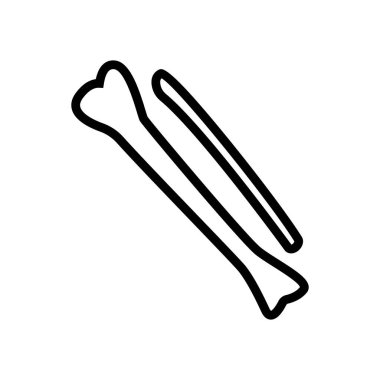 Kemik simgesi vektörü. İnce çizgi işareti. İzole edilmiş kontür sembolü gösterimi