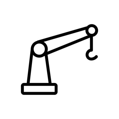 Crane inşaat ikonu vektörü. İnce çizgi işareti. İzole edilmiş kontür sembolü gösterimi