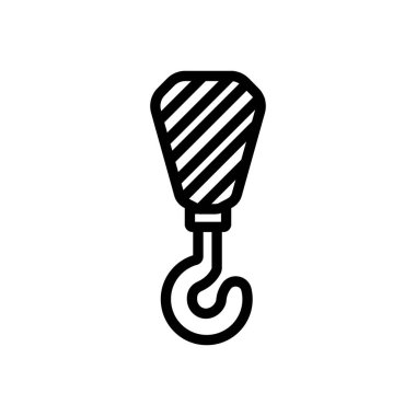 Crane inşaat ikonu vektörü. İnce çizgi işareti. İzole edilmiş kontür sembolü gösterimi