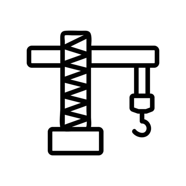 Grue Construction Icône Vecteur Signe Fin Illustration Symbole Contour Isolé — Image vectorielle