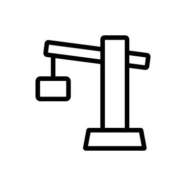 Crane inşaat ikonu vektörü. İnce çizgi işareti. İzole edilmiş kontür sembolü gösterimi