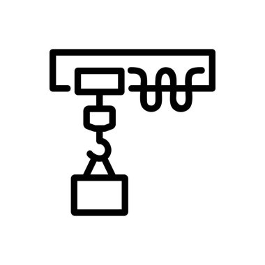 Crane inşaat ikonu vektörü. İnce çizgi işareti. İzole edilmiş kontür sembolü gösterimi