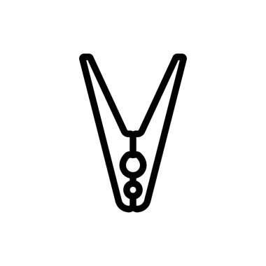 Kıyafet iğnesi vektörü. İnce çizgi işareti. İzole edilmiş kontür sembolü gösterimi