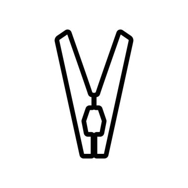 Kıyafet iğnesi vektörü. İnce çizgi işareti. İzole edilmiş kontür sembolü gösterimi