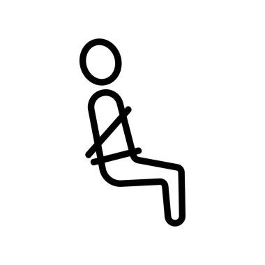 Emniyet kemeri ikon vektörü. İnce çizgi işareti. İzole edilmiş kontür sembolü gösterimi