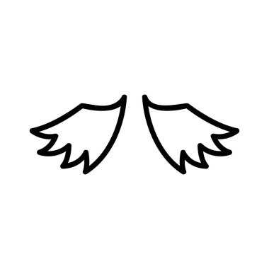 Melek ikon vektörünün kanatları. İnce çizgi işareti. İzole edilmiş kontür sembolü gösterimi