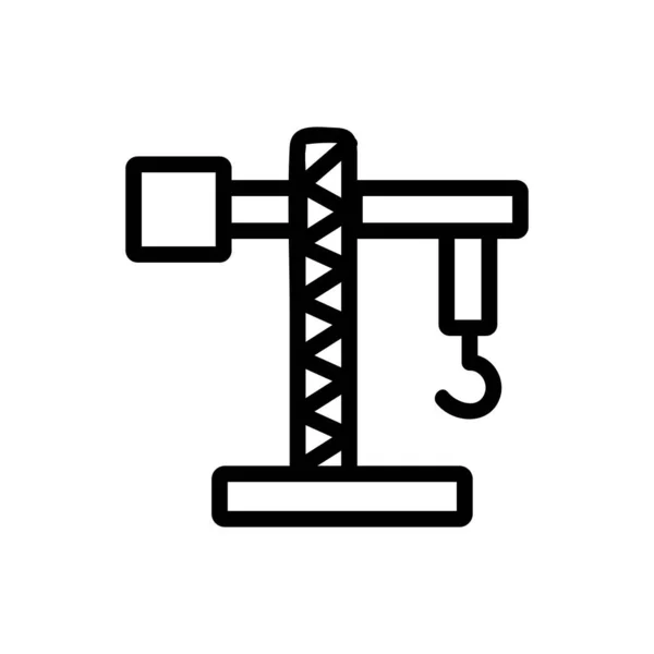 Crane Construction Icon Vector Thin Line Sign Isolated Contour Symbol — Stock Vector