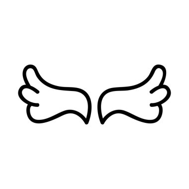 Melek ikon vektörünün kanatları. İnce çizgi işareti. İzole edilmiş kontür sembolü gösterimi