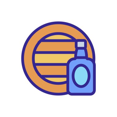 Viski fıçısı ve şişe vektör ikonu. İnce çizgi işareti. İzole edilmiş kontür sembolü gösterimi