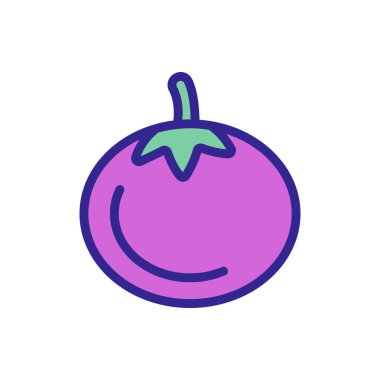 Domates ikonu vektörü. İnce çizgi işareti. İzole edilmiş kontür sembolü gösterimi