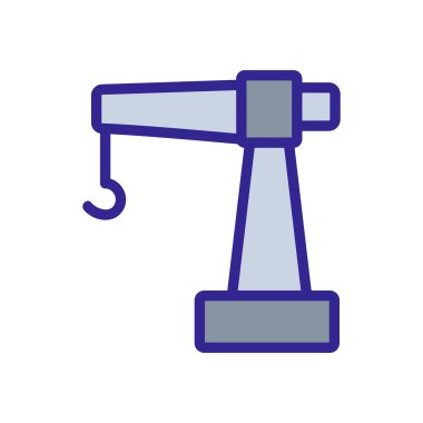 Crane inşaat ikonu vektörü. İnce çizgi işareti. İzole edilmiş kontür sembolü gösterimi