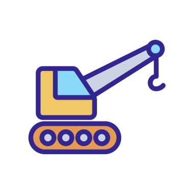 Crane inşaat ikonu vektörü. İnce çizgi işareti. İzole edilmiş kontür sembolü gösterimi