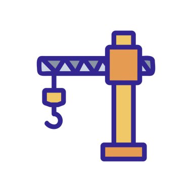 Crane inşaat ikonu vektörü. İnce çizgi işareti. İzole edilmiş kontür sembolü gösterimi