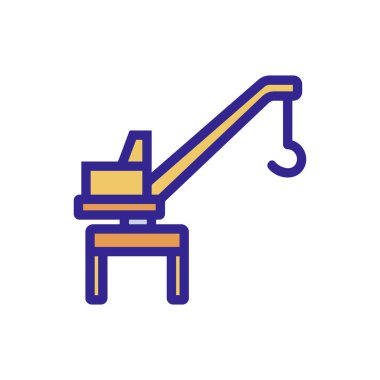 Crane inşaat ikonu vektörü. İnce çizgi işareti. İzole edilmiş kontür sembolü gösterimi