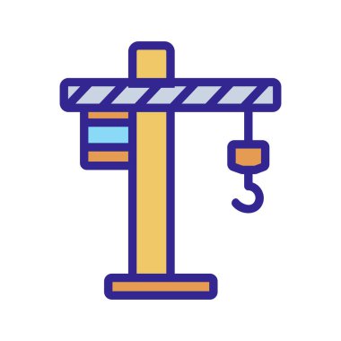 Crane inşaat ikonu vektörü. İnce çizgi işareti. İzole edilmiş kontür sembolü gösterimi