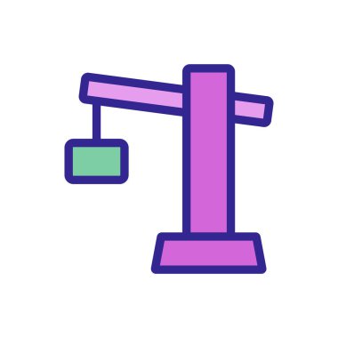 Crane inşaat ikonu vektörü. İnce çizgi işareti. İzole edilmiş kontür sembolü gösterimi