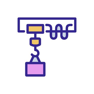 Crane inşaat ikonu vektörü. İnce çizgi işareti. İzole edilmiş kontür sembolü gösterimi