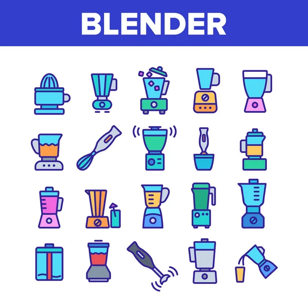 Blender Kitchen Tool Collection Ikoner Set Vector Mixer Elektronisk Utrustning — Stock vektor