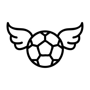 Top ve kanat futbol fan ikon vektörü. İnce çizgi işareti. İzole edilmiş kontür sembolü gösterimi
